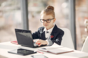 Confident homeschooler using the computer