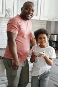 Father and son in the kitchen